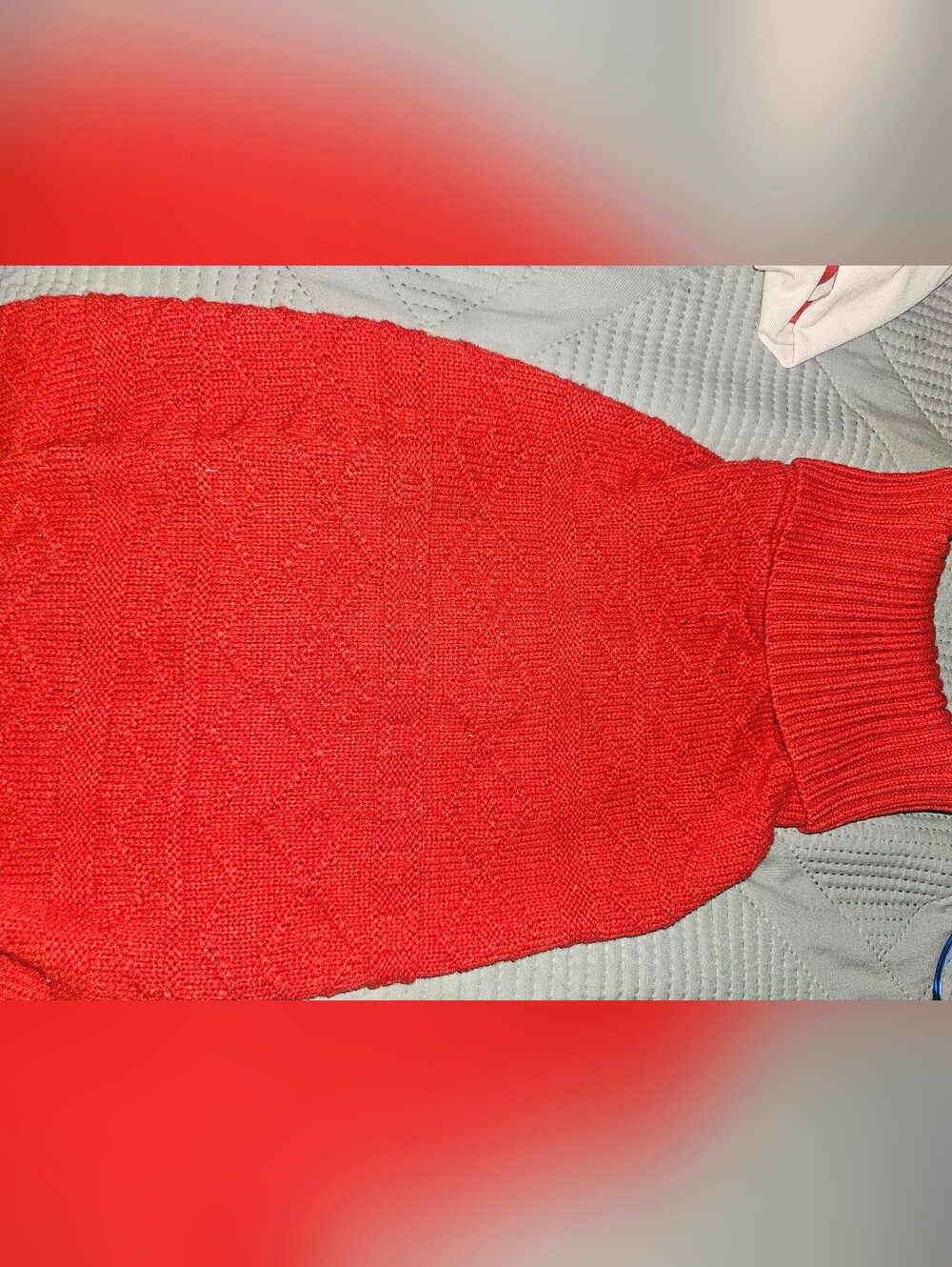 Pet- Bright Red Textured Knit Sweater - Turtleneck